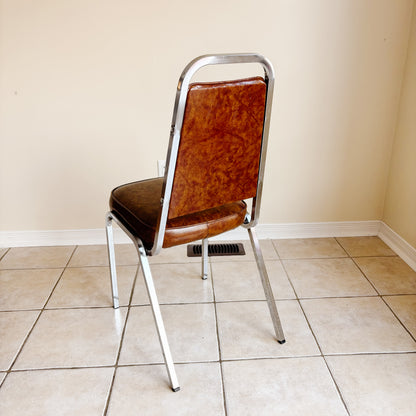 Vintage Chrome and Faux Leather Kitchen Chairs (Set of 2)