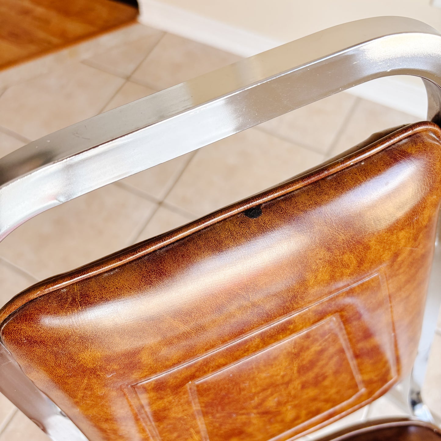 Vintage Chrome and Faux Leather Kitchen Chairs (Set of 2)