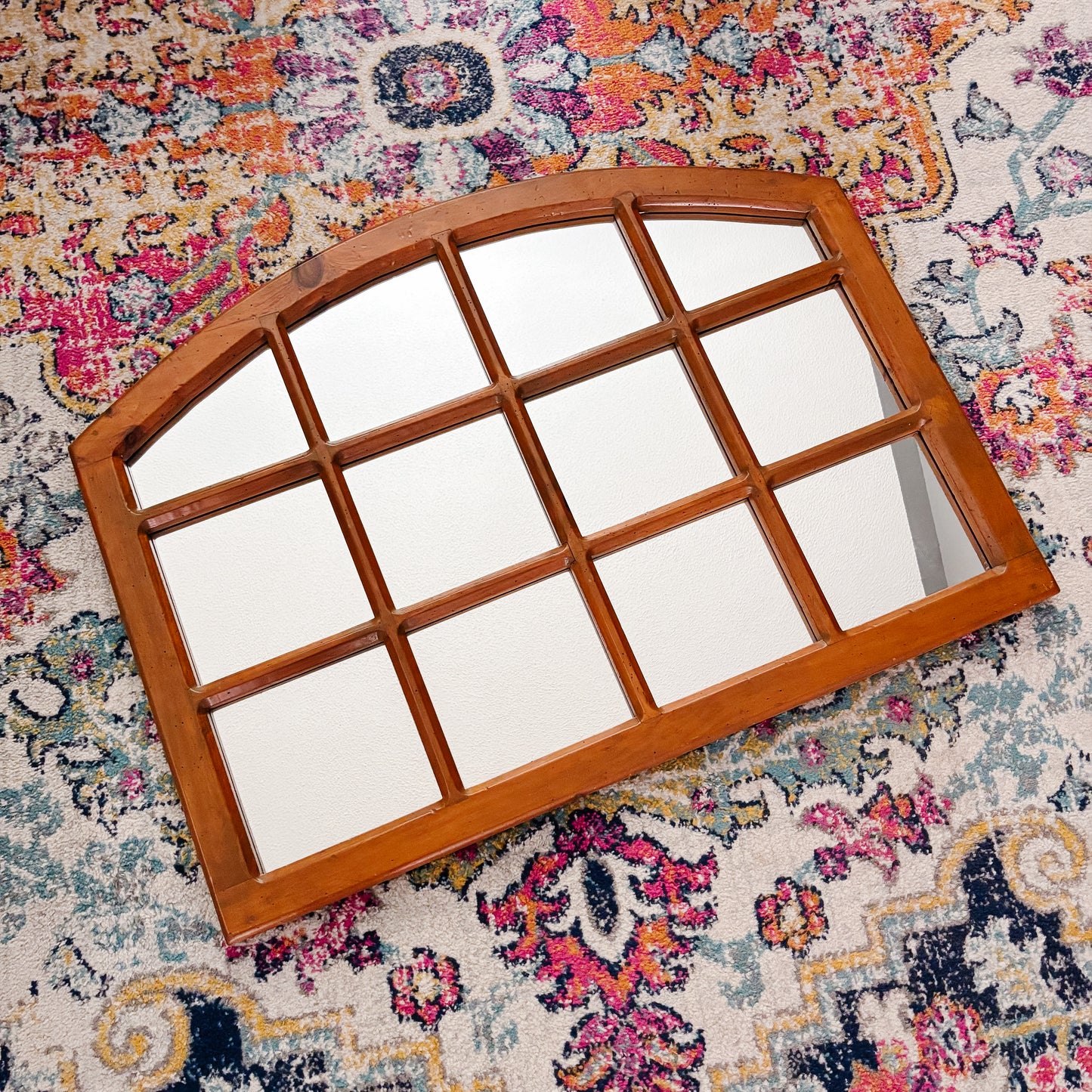 Large Arched Farmhouse Window Pane Mirror