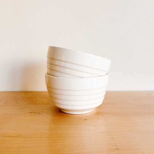 1940s Bauer Beehive/Ringware Stoneware Pudding Bowls (Set of 2)