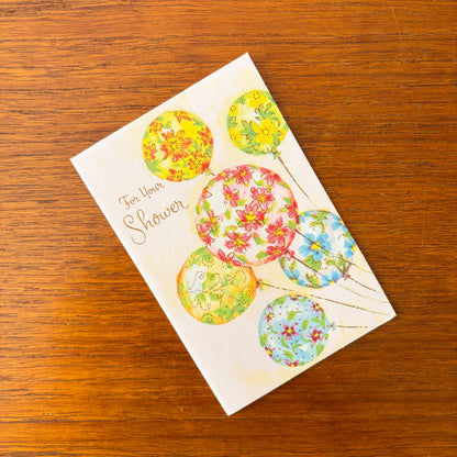 Vintage Greeting Card - Bridal Shower Floral Balloons - 1960s Canada Lithograph Card