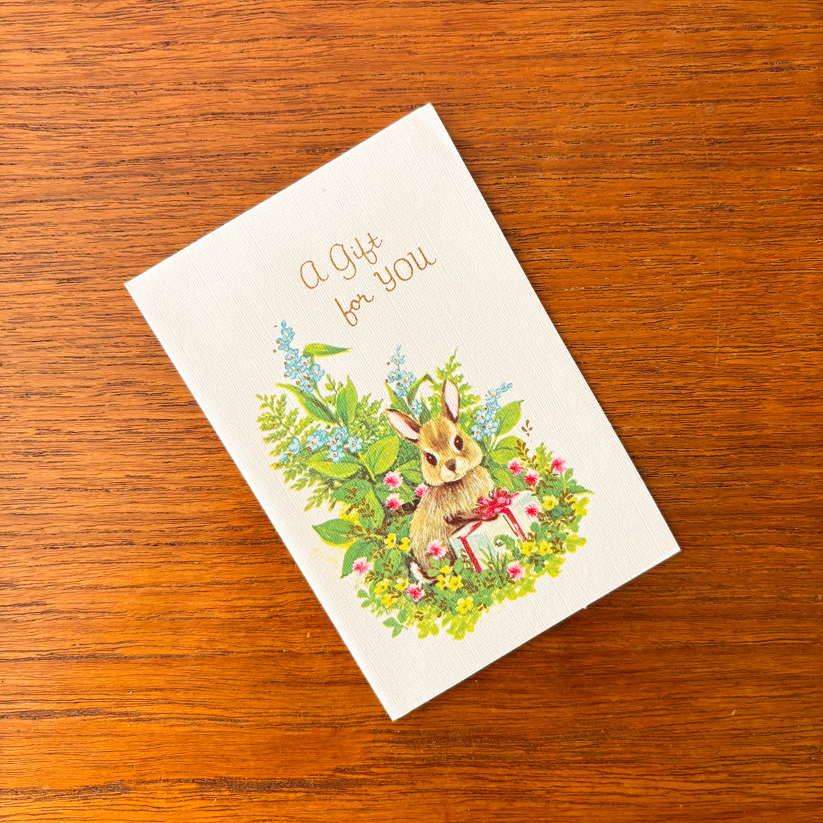 Vintage Greeting Card - A Gift for You Bunny - 1960s Canada Lithograph Card