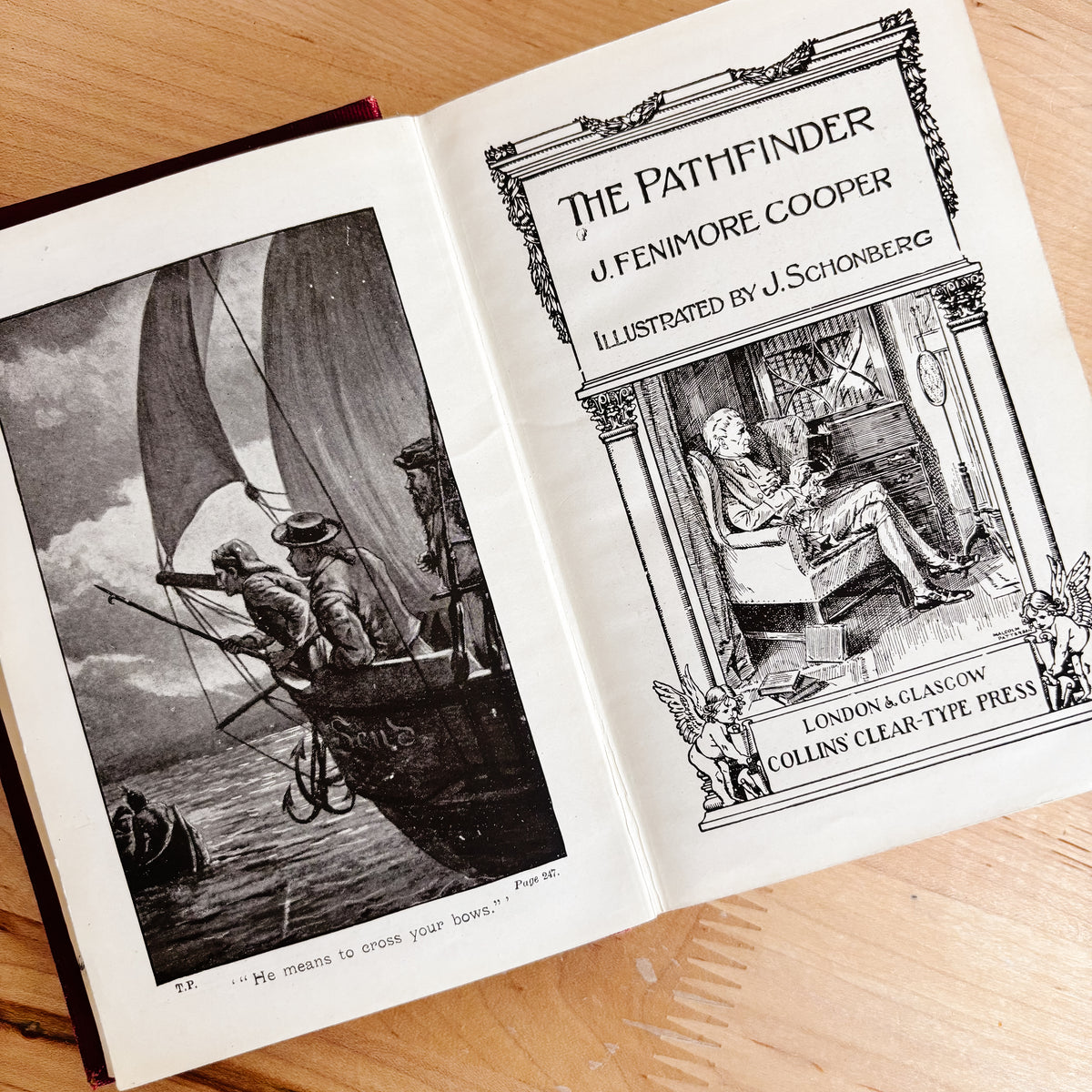 Antique Book - Collins Clear Type Press - J. Fenimore Cooper, The Pathfinder (1920s)