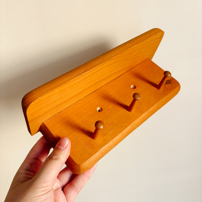 Mini Wooden Wall Shelf with Peg Hooks