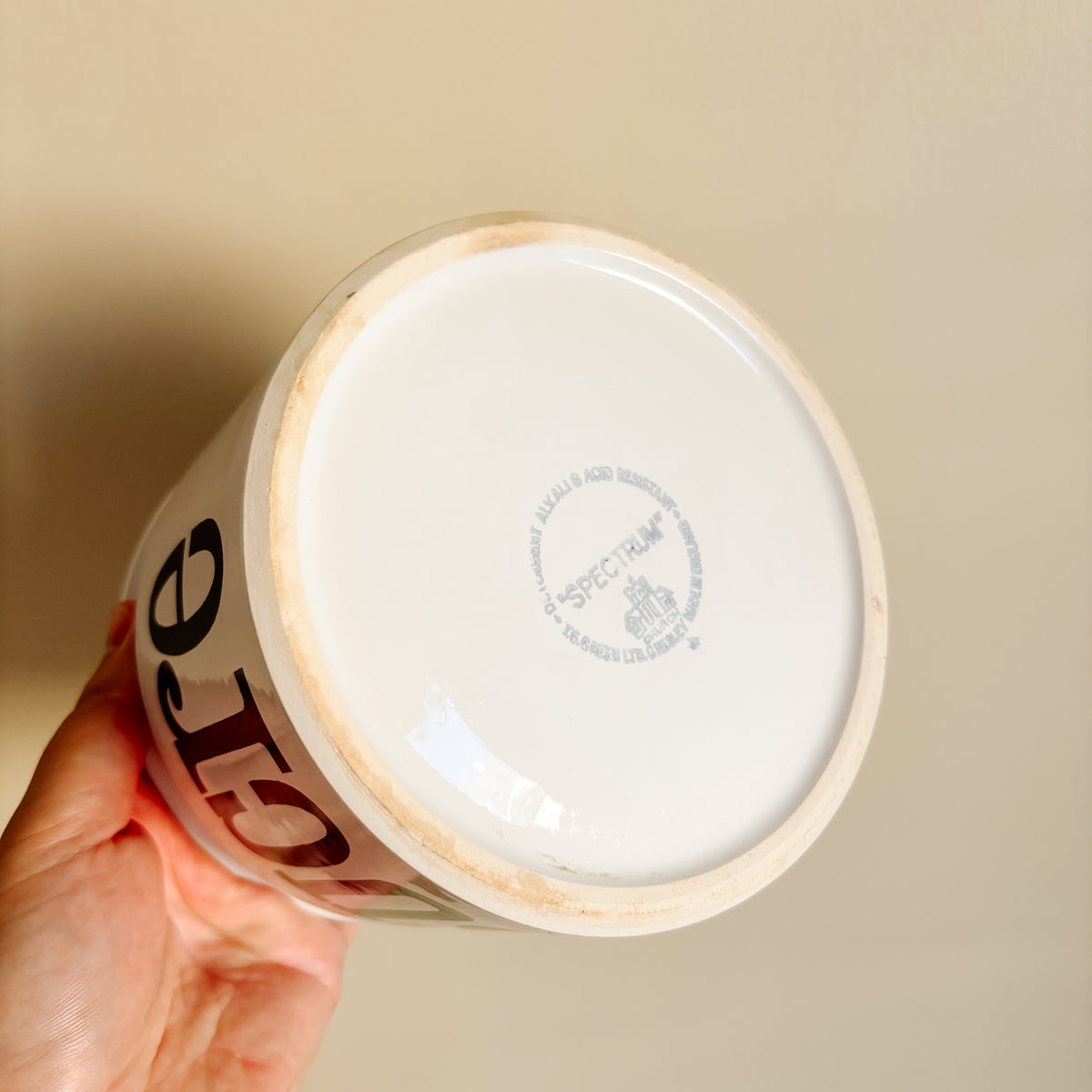 TG Green Spectrum England Ceramic Storage Container with Cork Lid - SUCRE (French Text) - 1970s Retro Font Design