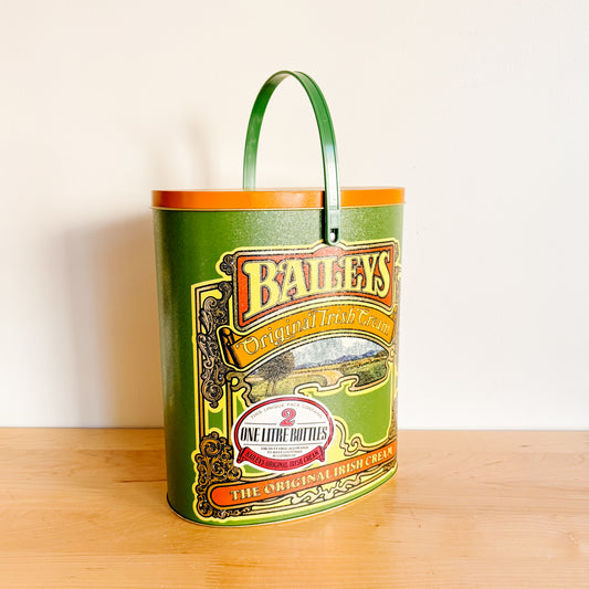 Vintage Bailey's Irish Cream Metal Advertising Tin with Handle - Made in England