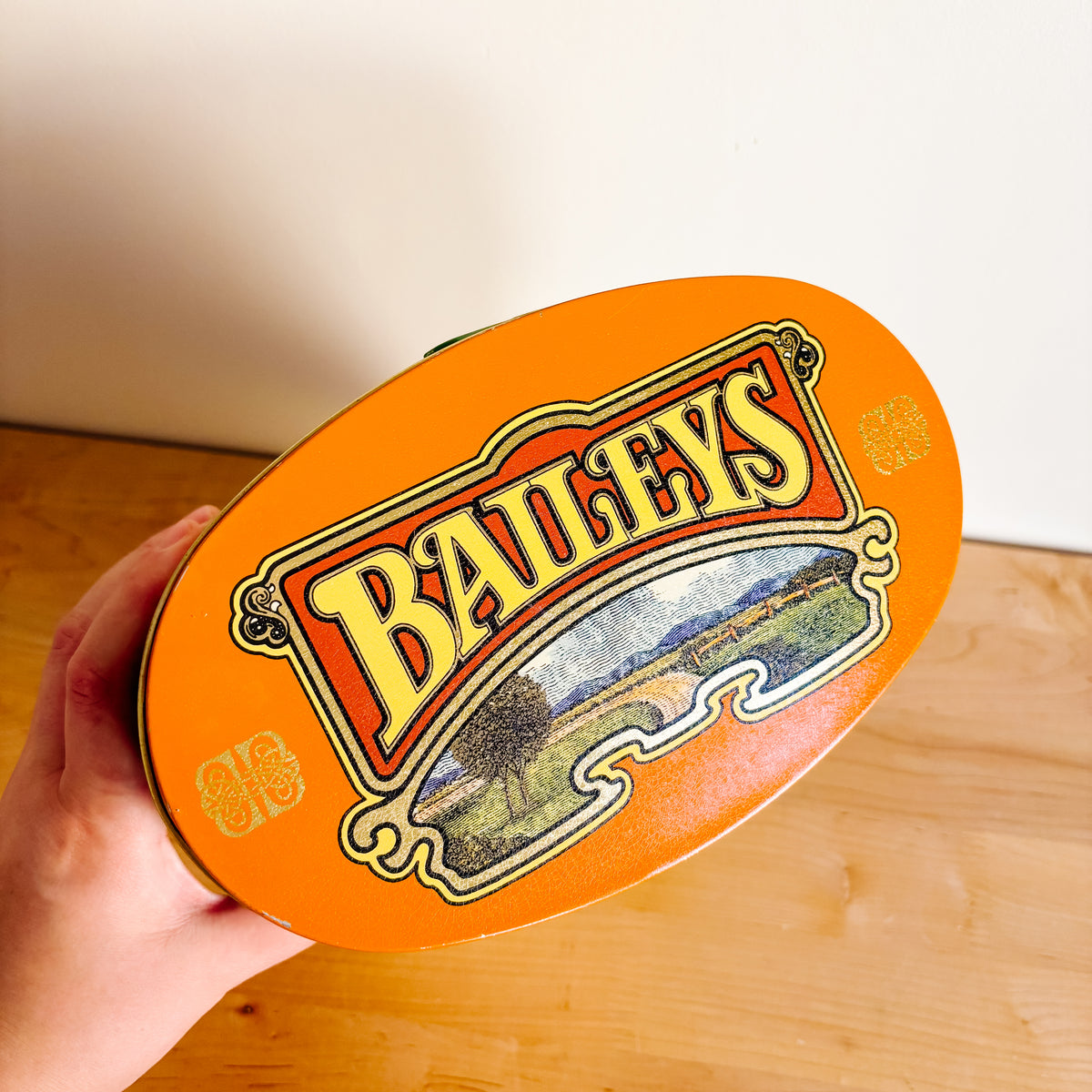 Vintage Bailey's Irish Cream Metal Advertising Tin with Handle - Made in England