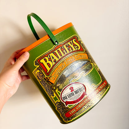 Vintage Bailey's Irish Cream Metal Advertising Tin with Handle - Made in England