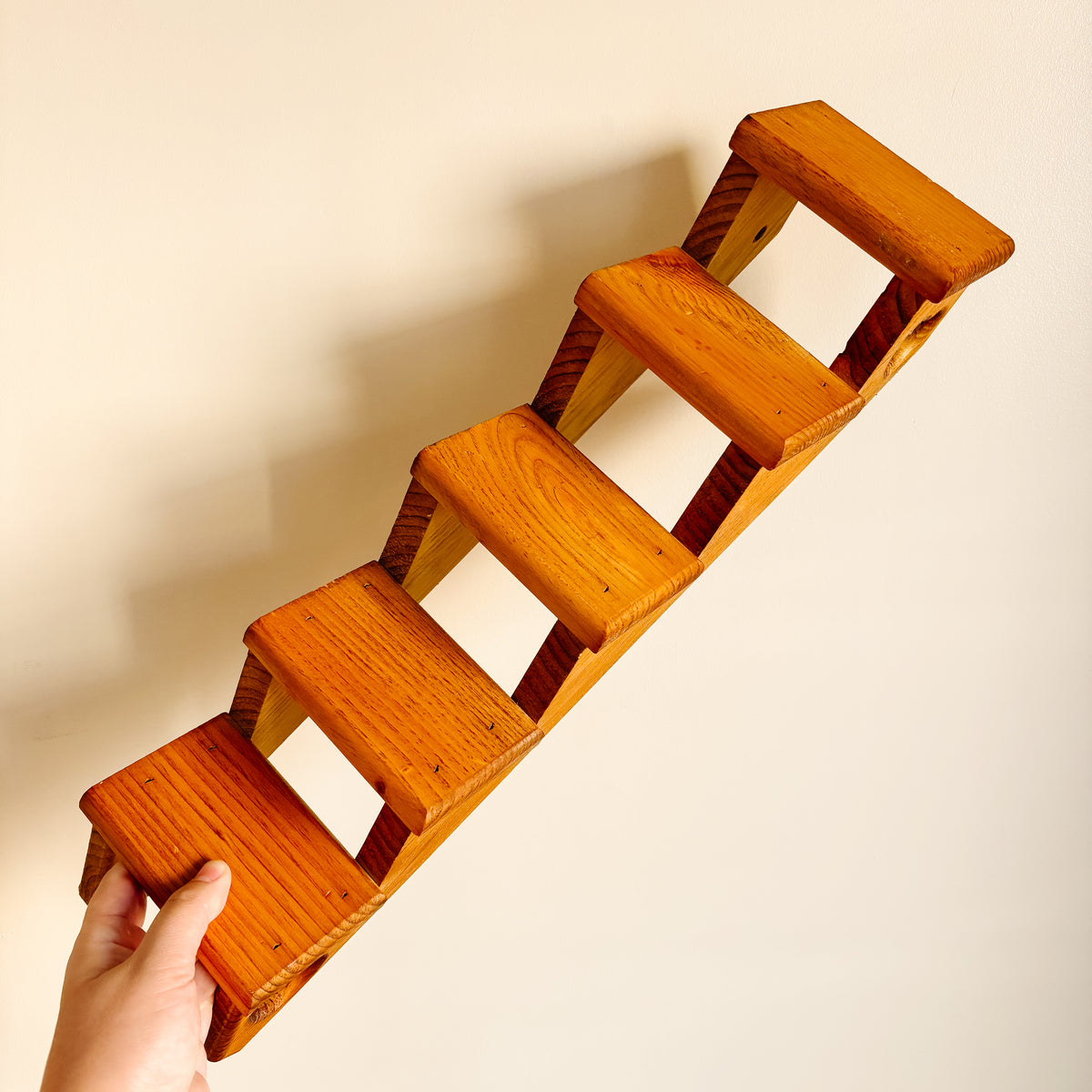 Wooden Staircase Display Shelf with Heart Cutouts - Made in Ontario