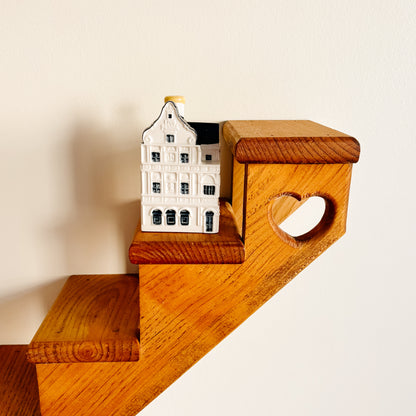 Wooden Staircase Display Shelf with Heart Cutouts - Made in Ontario