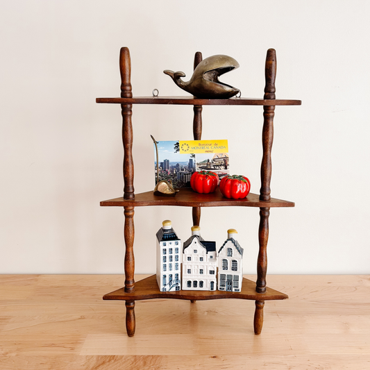 Wooden Corner Trinket Shelf - Wall-Mounted or Tabletop