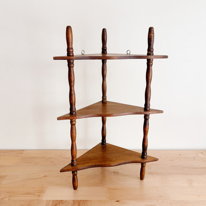 Wooden Corner Trinket Shelf - Wall-Mounted or Tabletop