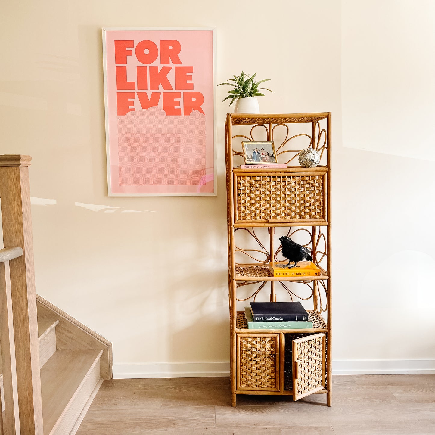 Boho Bamboo Rattan and Wicker Shelving Unit