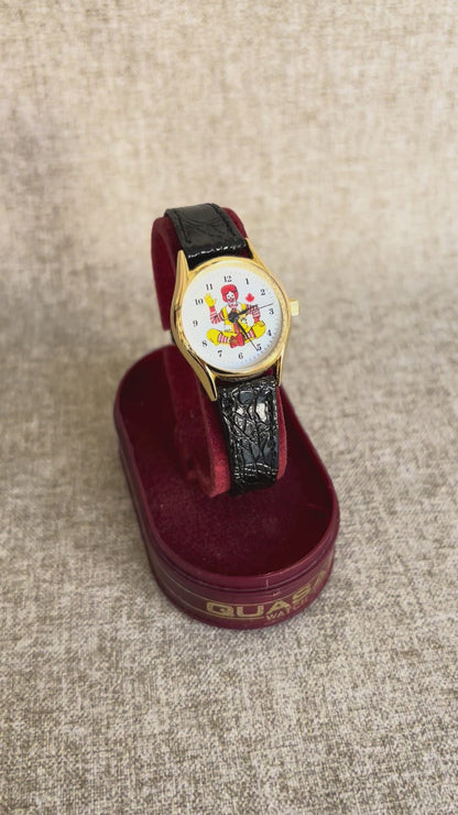 McDonald's Canada - Quasar Wrist Watch with Ronald McDonald and Red Maple Leaf - Working!