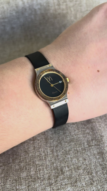 McDonald's Black and Gold Wrist Watch with McDonald's Logo - Medium